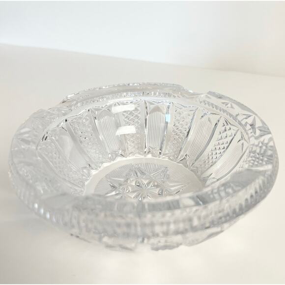 Vintage Heavy Crystal Ashtray Starburst Clear Mid-Century Barware Catchall - Picture 9 of 9